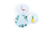 platos tropicales de argentina Vajillas de 18 piezas. Excelsa, Tropical - Juego de Vajilla de 18 Piezas, de Porcelana Color Blanco con Decoraciones