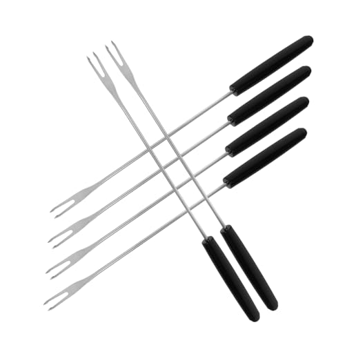 FUNOMOCYA 6-piece Stainless Steel Fondue Fork Set Metal Dessert Forks for Cheese Fruit Ergonomic Handle Versatile for Hot Pot Bbq