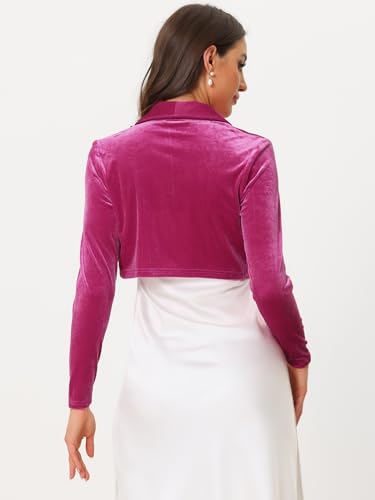 Image of Allegra K Long Sleeve Velvet Shrug Top for Women's Open Front Cocktail Party Cropped Bolero Cardigan
