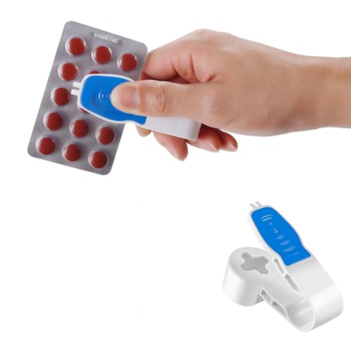 Image of 2nd Generation Pill Extractor Tool with Storage Compartment, Medicine Blister Pack Remover, Dual Tooth Design for Foil Piercing, Built-in Organizer Box,(Blue 1 pcs)