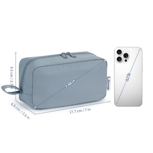 Image of Narwey Small Makeup Bag for Purse Travel Makeup Pouch Mini Cosmetic Bag Zipper Pouch for Women (Greyish Blue, Small)