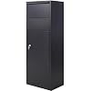 Express Mail Parcel Drop Box Large Steel Package Delivery Box with Lockable Storage Compartment for Outside Home Business Black