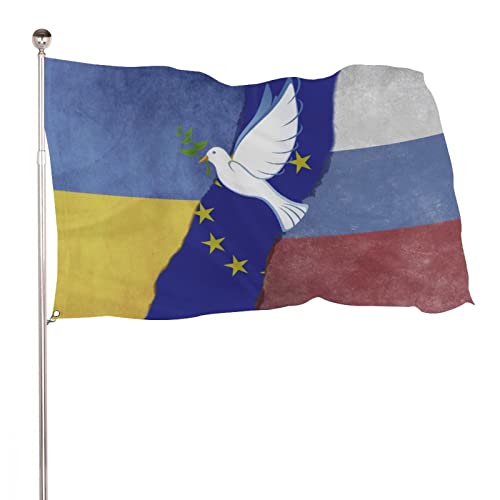 Bandera de Ucrania, impresión de pájaro de la paz de Ucrania, banderas nacionales de Ucrania, decoración para colgar en el césped, 4 x 6 pies, 120 x 180 cm