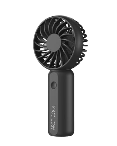 Image of ARCTICOOL Portable Mini Fan - Rechargeable Hand Fan with 3 Adjustable Speeds, 2000mAh Battery, Lightweight Design, Low Noise, and Easy Portability for Indoor and Outdoor Use (Deep Black)
