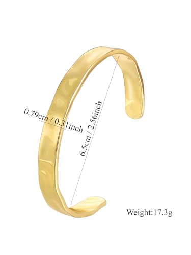 Image of Charm-In Gold Chunky Cuff Bangle Bracelet for Women - 14K Gold Plated Minimalist Lightweight Jewelry Gift