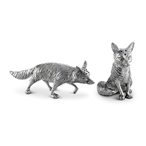Vagabond House Pewter Foxes Hunting Salt & Pepper Shaker Set 2.5 inch Tall Cover