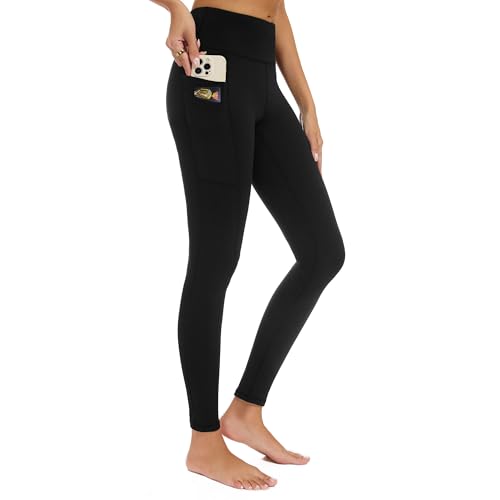 adorence Leggins Deportivos Mujer con 5 Bolsillos, Mallas Deporte Mujer Cintura Alta, Pantalones Yoga Opacos para Fitness Running Pilates - Negro,S