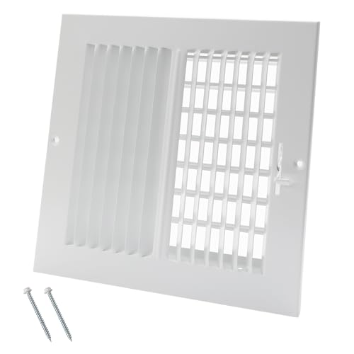 8 x 8 Inch [Duct Opening] Air Vent Covers for Wall or Ceiling - High Airflow 2 Way Steel Ventilation - Adjustable Wall/Ceiling Register 9-3/4 Inch x 9-3/4 Inch [Overall Dimensions]