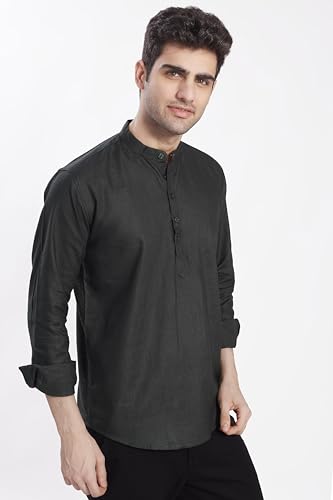 Image of DIVISIVE Men's Slim Fit Full Sleeves Cotton Short Kurta