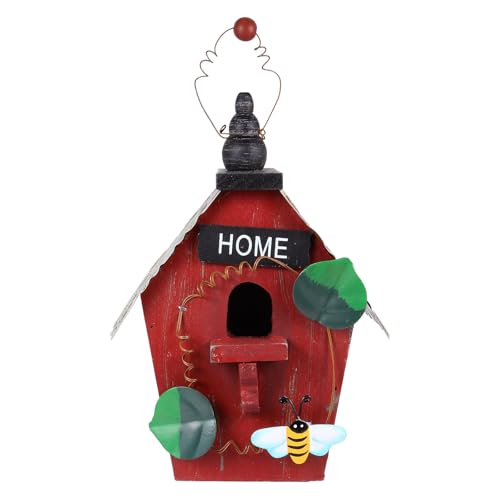 Tofficu Nichoir Bois Extérieur Suspendu pour Jardin Maison Oiseaux Décoration Pendentif Cabane en Rondins Style Rustique