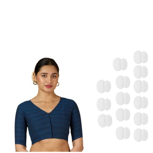 Image of Studio Shringaar Women Cotton Half Sleeve Madras Checks Saree Blouse with Stretchable Sides