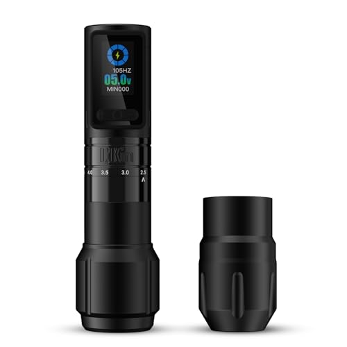 INKin Tattoo Gun, Inferno Wireless Tattoo Machine with 2.0-4.5mm Stroke Length and Large OLED Screen, Pen with Coreless Motor 36mm and 40mm Large Grip 1600mAh Power for Professional Artists