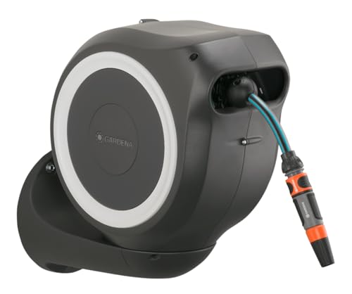 Gardena 18602-20 Rollup S Wall Hose Box 15 m, 15m, Turquoise, Black, Grey, Orange, White