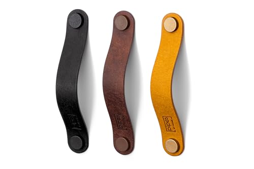 Schwarze Möbelgriffe aus Premium Leder 18 Farben, hochwertige Ledergriffe...