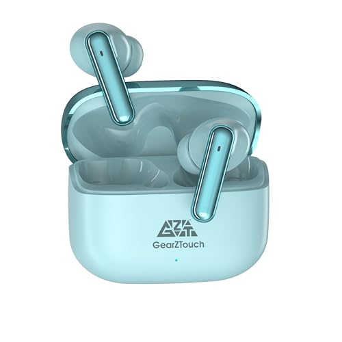 Image of GZTouch CYBER PODS in-Ear Earbuds with Quad Mic ANC for Clear Calls, 50Hrs+ Battery, Premium Glossy, Fast Charging & Fast Pairing, Low Latency Gaming TWS, IPX5, Bluetooth v5.3, 12mm Drivers - Blue