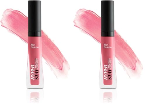 Image of Blue Heaven Hyper Stay Weightless Liquid Matte Lipstick | Long-lasting & Smudge Proof | Non-Transfer Matte Lipstick for Women | Salmon Pink-27 | 6ml (Pack of 2)