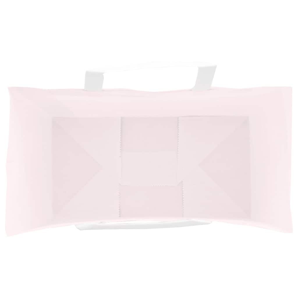 Torby papierowe kraft 250 szt. z różowymi uchwytami 21 x 11 x 28 cm, trwałe i nadające się do recyklingu torby na prezenty i zakupy, na imprezy, zakupy i odpady