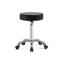 Grace&Grace Höhenverstellbar Rollhocker Drehhocker Mit Rollen Arbeitshocker Massagehocker Medizinischer Stuhl Drehstuhl Bürohocker Sitzhocker Kücheocker (No Backrest with Casters-Classic Flat, Black)