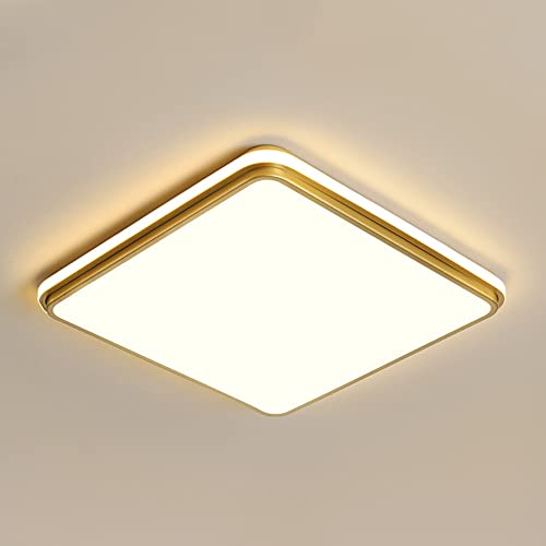 Lampe moderne dorée ultra-mince au format carré encastrable