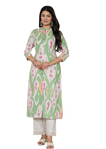 Image of Pistaa's Women's Floral Print A-Line Kurta with Lace Palazzos