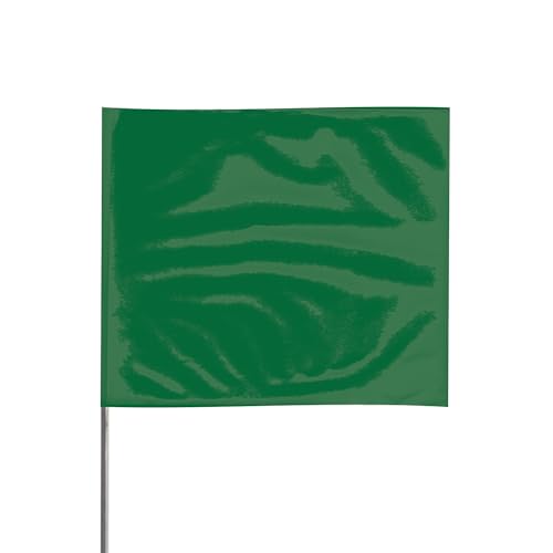Presco 21 in. Steel Wire Staff Marking Flags [2.5 in. x 3 in. Flag]: 2 in. x 21 in. (Green) / 12-flags