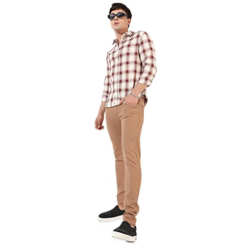 Image of CAHOOT Men's Button Up Shirt for Casual Wear | Regular Fit | Poly Lycra Shirt Crafted with Short Sleeve & Enhanced Stretch Comfort Fit for Everyday Wear