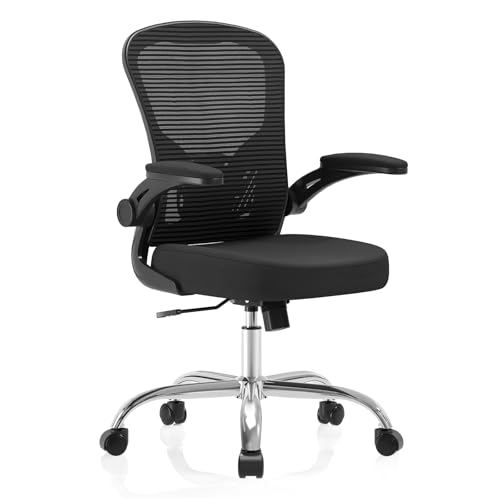 Image of Office Chair, Ergonomic Desk Chairs 330LBS Capacity High Back Mesh Computer Chair with Flip-up Armrests, Comfy Work Chair with Adjustable Lumbar Support, Rolling Chair