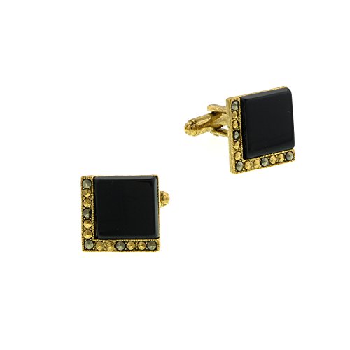 Manoplas cuadradas estilo Art Deco con ónix negro para hombre