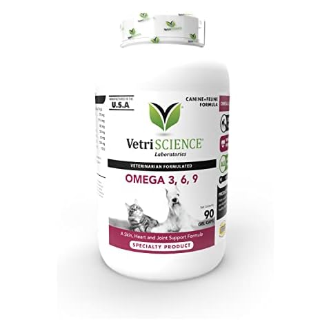 VetriScience Omega 3 Fish Oil for Dogs and Cats, 90 Soft Gels - Skin and Coat, Heart Health and Immune Support Supplement Cover