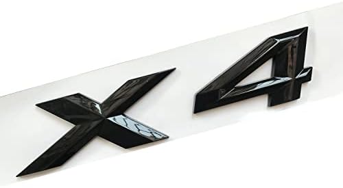 Genuine OEM Size, Replacement for BMW Trunk Lid Emblem Badge Nameplate Label Decal Number Letters (Bright Black, X4)