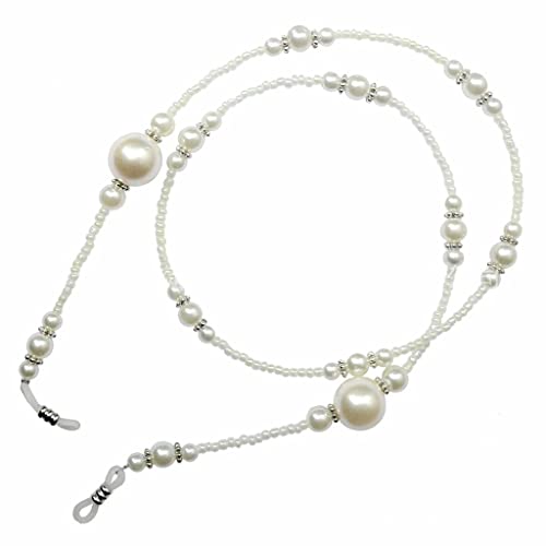 1Pcs Pearl Beaded Glasses Chain Necklace Sunglass Eyeglass Holder Lanyard Reading Glasses Eyeglasses Holder Rope Accessories (Color : White, Size : 65Cm) #TOP25