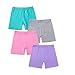 4 Pack Girls Biker Shorts Under Dress Kids Dance Cartwheel Shorts Toddler Safety Bottoms (Light Violet, 5-6 Years)
