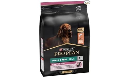 Purina Pro Plan Small Derma Pienso para Perro pequeño, Mini, Adulto, Piel y Pelaje con Salmón, 4 bolsas de 3kg