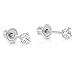 14k White Gold Solitaire Small Round Cubic Zirconia Tiny CZ Studs in Secure Screw-backs | Solid 14-Karat Gold CZ Earrings for Women 2.5mm