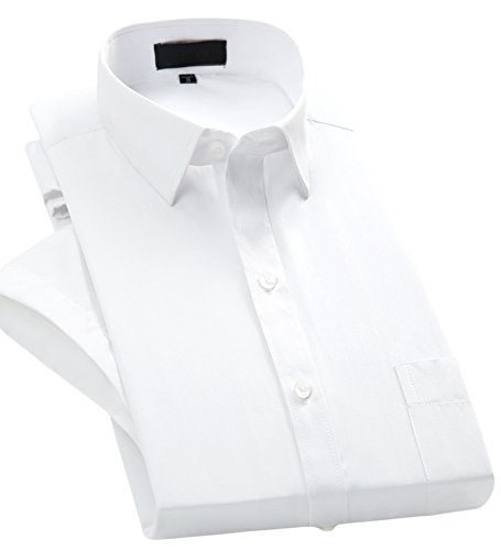 X&F Men's Lapel Short Sleeve Slim Fit Dress Shirt Office Business Shirts