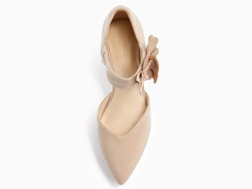Image of Coutgo Womens Low Kitten Heels Dressy Shoes Comfortable Closed Toe Flower Slip on Formal Party Dance Heeled Pumps