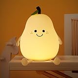 Nettes Lächeln Birne Silikon Nachtlicht, LED Nachtlicht Baby, USB Lade Mini Tischlampe Mädchen Geschenk Cartoon Form,Birnenform Nachttischlampe, Kinderzimmer Dekor Schlaflichter, Babyzimmer Deko
