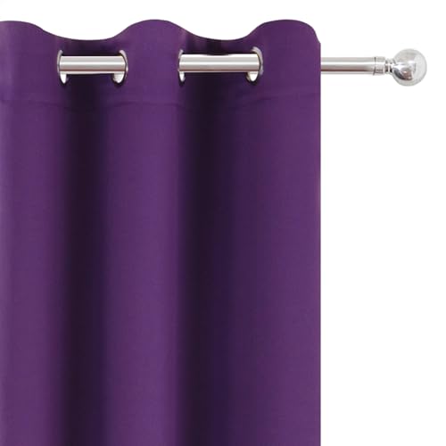 Image of LEMOMO Purple Blackout Curtains 42 x 54 Inch Length Set of 2 Panels Grommet Bedroom Curtains for Living Room