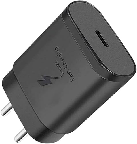 Image of Original 25W USB-C Super Fast Charger Adapter Compatible with Samsng Galaxy S21 Plus S21 Ultra A52 A72 M32 M42 F41 F62 - Black