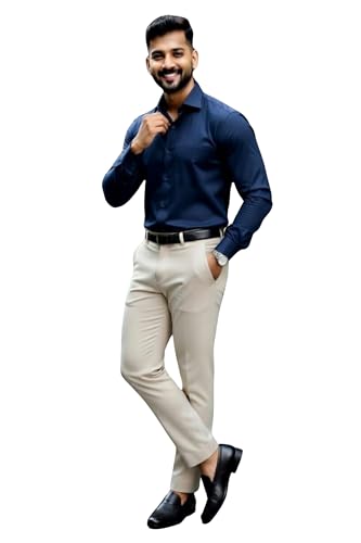 Image of Men's Formal Shirt and Trouser Combo Set | Slim Fit Stylish Office Wear | Premium Cotton Blend Shirt Pant Set for Men | Top & Bottom Clothing Set