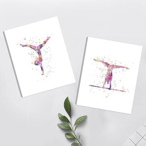 Image of CHDITB Gymnastics Decor for Girls Bedroom, Abstract Exercise Dance Gymnast Art Prints,Set of 3(8 inch x10 inch) Gymnast Ballet Poster Gymnastics Canvas Wall Art for Training Room Gym Girl Yoga Room Decor