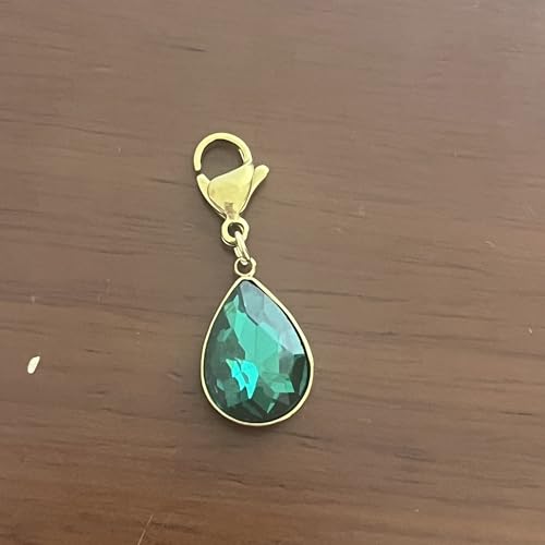 Abalorio de lágrima verde tipo charm con enganche de clip para joyería 2