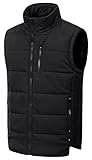 Chrisuno Men's Full Zip Warm Outerwear Puffer Vest Jacket Thermal Soft Insulated Vest Black L