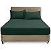 Price comparison product image GC GAVENO CAVAILIA 25 Cm Deep Fitted Bed Sheets - Super Soft Double Fitted Sheet (135x190 cm) - Poly Cotton Bedding & Linen Bedsheet - Hypoallergenic - Elastic Corner - Dark Green