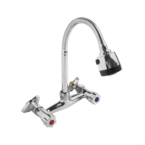 Grifo De Cocina Mural, Mezclador De Agua Fría Y Caliente De 2 Orificios Para Montaje En Encimera, Con Distancia Entre Centros Ajustable De 150 Mm, Ideal Para Baño Y Cocina