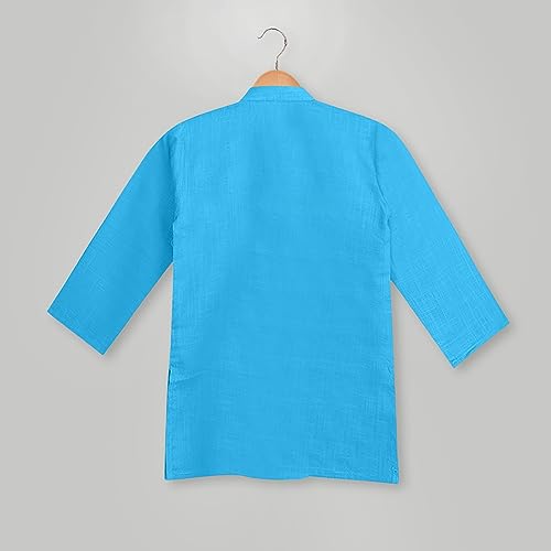 Image of Baby Boys Ethnic Wear Cotton Kurta Pyjama Set with Embroidery