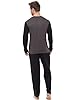 INSIGNIA Mens Pyjama Set Long Sleeve Top & Pants Cotton Pjs (Charcoal_Black, 3XL) #4