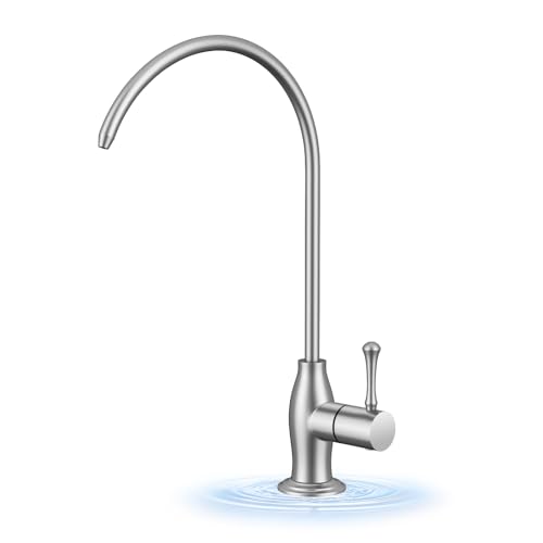 WEWE Vintage Drinking Water Faucet, Lead-Free Stainless Steel Kitchen Water Filter Faucet for Reverse Osmosis System, Non-Air Gap RO Beverage Faucet, Brushed Nickel