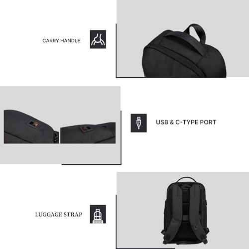 Image of F Gear Bellagio Grey 20L Laptop Backpack|Securely Fits Laptop Up to 17-Inch Laptop|USB & Type-C Charging Ports|Ideal Backpack for Office, College, Daily Commute & Travel