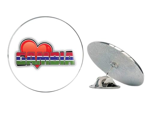 Gambia Art Heart Flag Travel Slogan Round Metal 0.75
